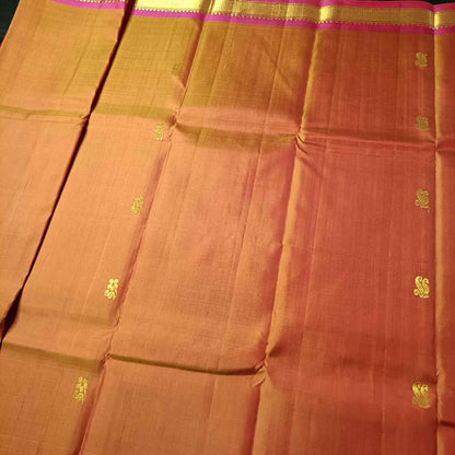 Pure Handloom Rust Orange Kanjivaram Silk Saree - Bhavanji Border