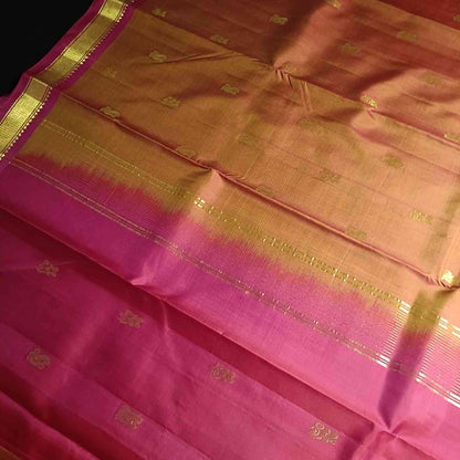 Pure Handloom Rust Orange Kanjivaram Silk Saree - Bhavanji Border