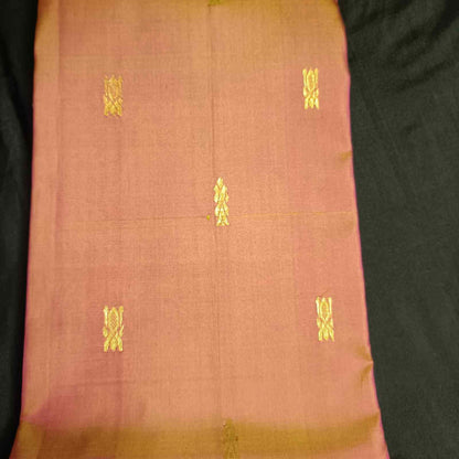 Pure mulberry silk Kanjivaram fabric showing 650g premium handloom weave quality
