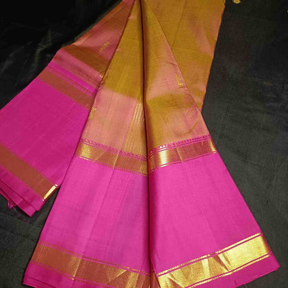Pure Handloom Honey Gold Kanjivaram Silk Saree