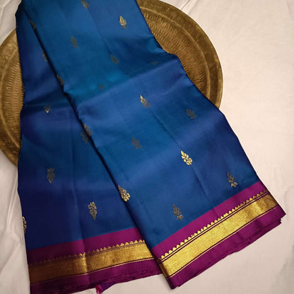 Pure mulberry silk Kanjivaram fabric showing handloom weave quality