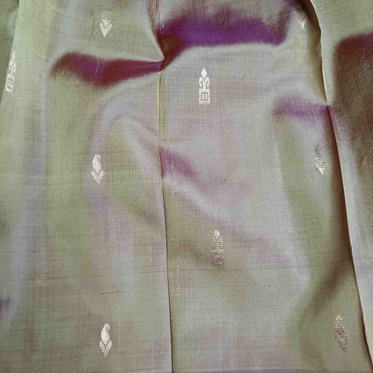 Pure handloom Thirubhuvanam silk fabric showing lightweight 1.5 warp weave
