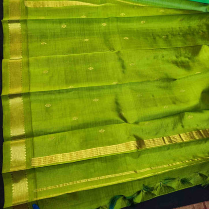 Green saree with gold border