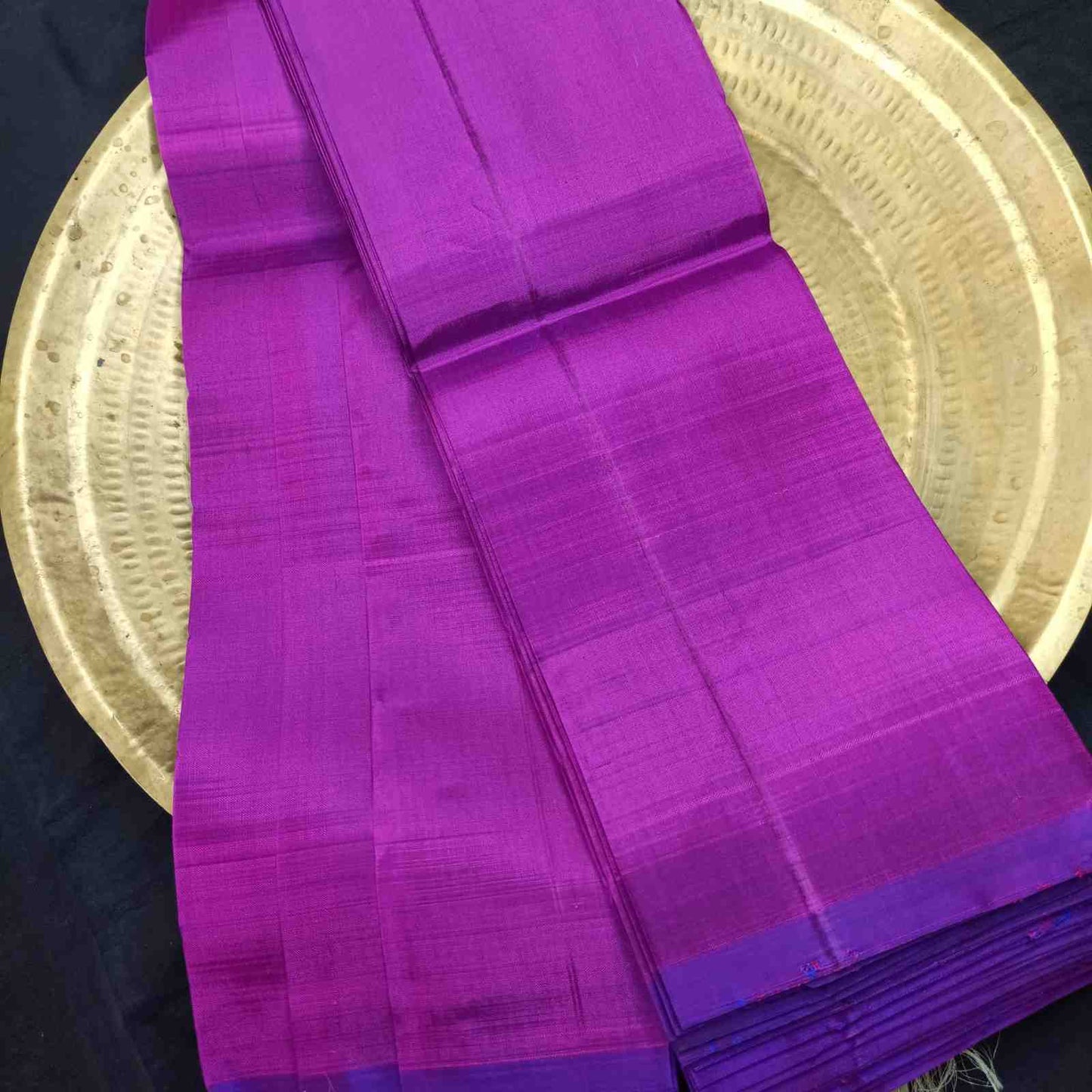 Pure Handloom Purple Thirubhuvanam Silk Saree - Purple
