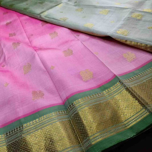 Pure Handloom Pink Thirubhuvanam Silk Saree - Annapakshi