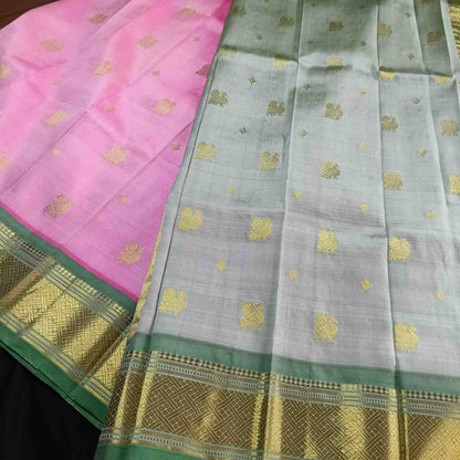 Pure Handloom Pink Thirubhuvanam Silk Saree - Annapakshi