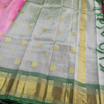 Pure Handloom Pink Thirubhuvanam Silk Saree - Annapakshi