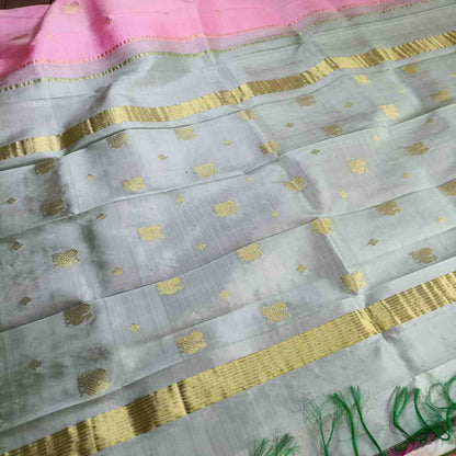 Pure Handloom Pink Thirubhuvanam Silk Saree - Annapakshi