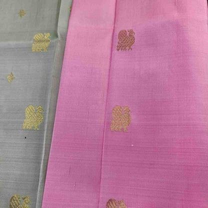 Pure Handloom Pink Thirubhuvanam Silk Saree - Annapakshi