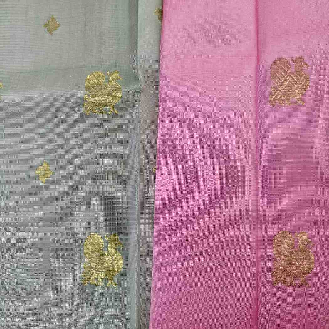 Pure Handloom Pink Thirubhuvanam Silk Saree - Annapakshi