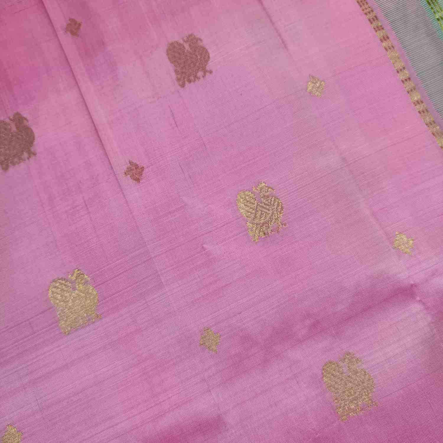 Pure handloom Thirubhuvanam silk fabric texture showing 650g premium weave quality