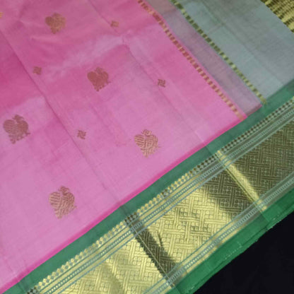 Pure Handloom Pink Thirubhuvanam Silk Saree - Annapakshi