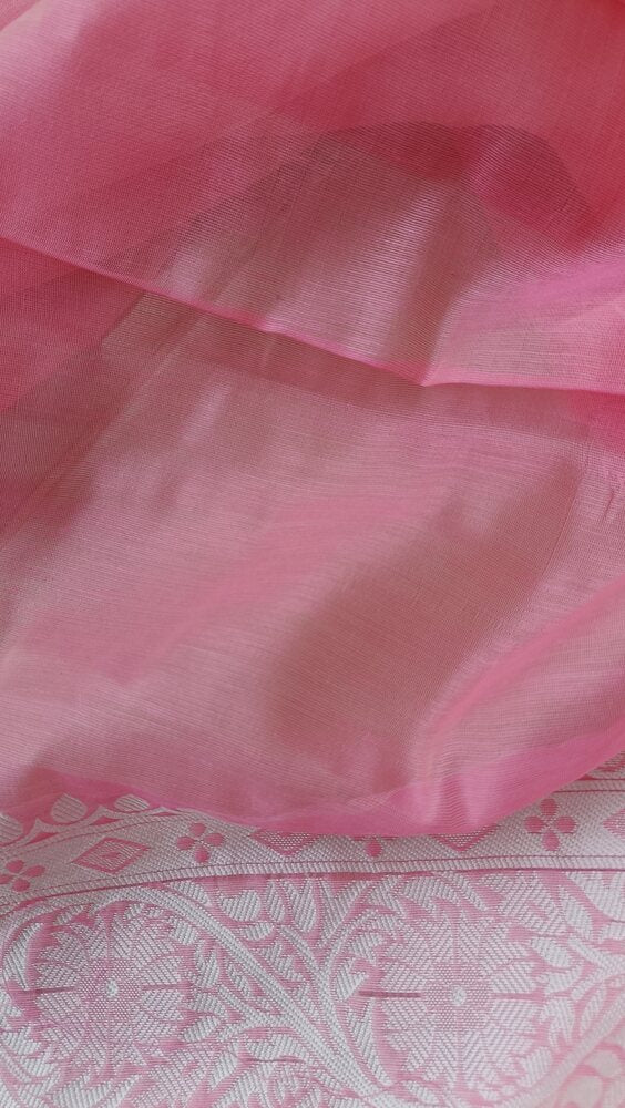 PINK FLORAL BANARASI COTTON WEAVE SAREE