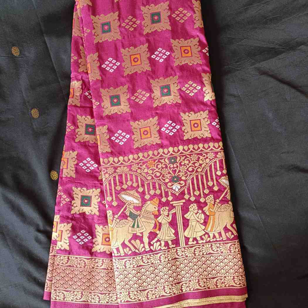 ROYAL PURPLE BANDHEJ BANARASI SEMI SILK SAREE