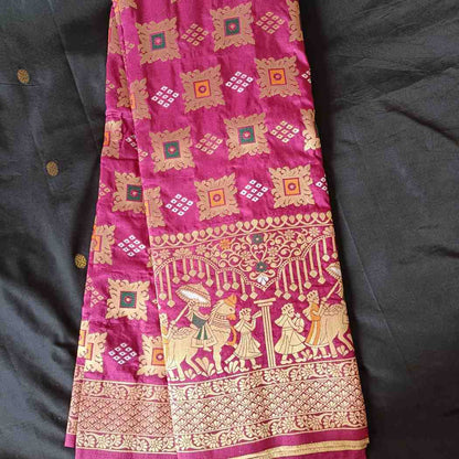 ROYAL PURPLE BANDHEJ BANARASI SEMI SILK SAREE