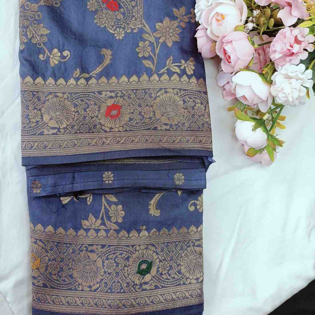 GREY BOX MEENA BANARASI VISCOSE SAREE