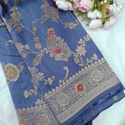GREY BOX MEENA BANARASI VISCOSE SAREE