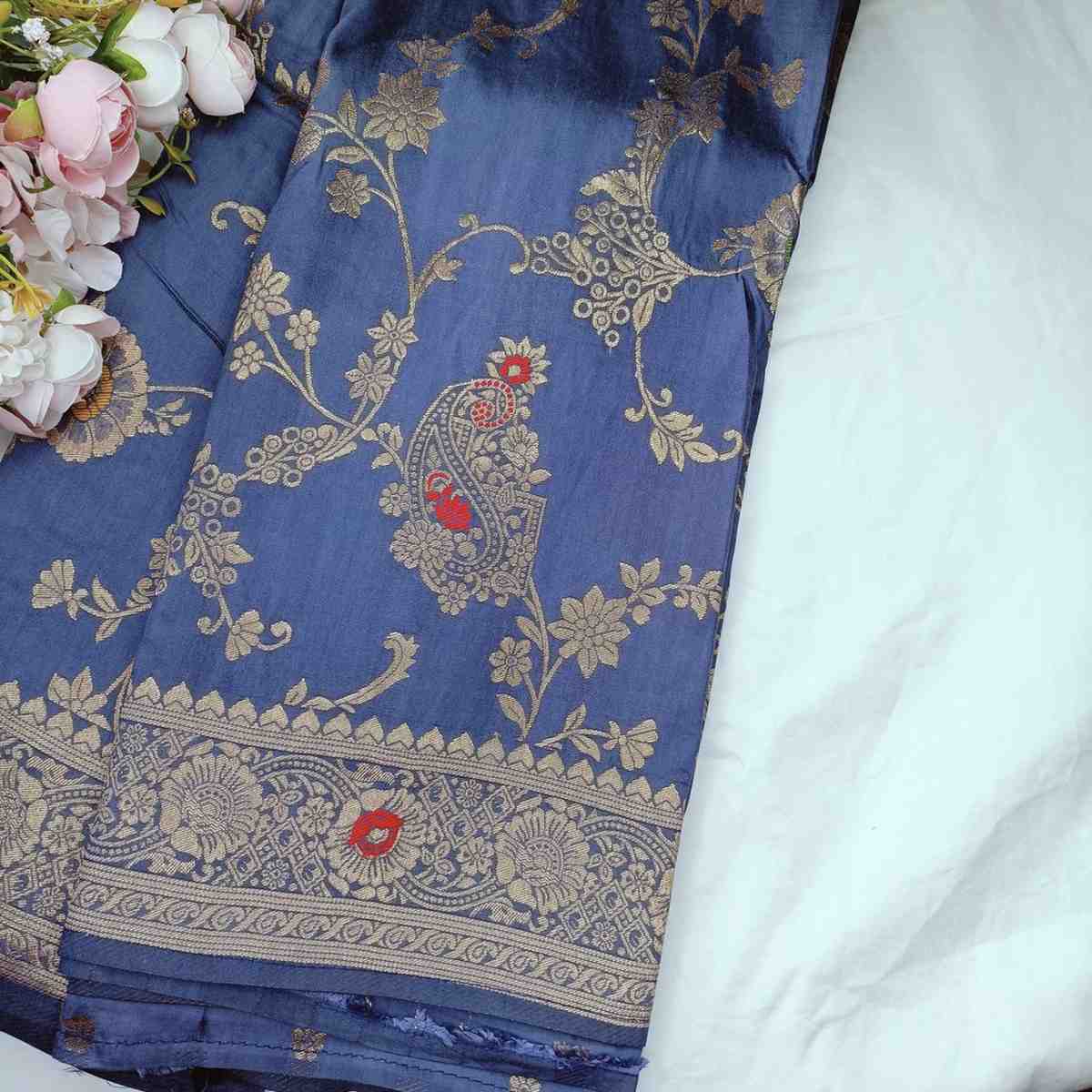 GREY BOX MEENA BANARASI VISCOSE SAREE