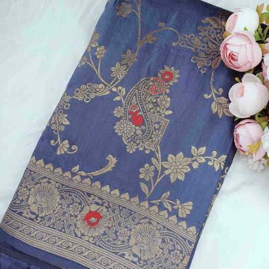 GREY BOX MEENA BANARASI VISCOSE SAREE