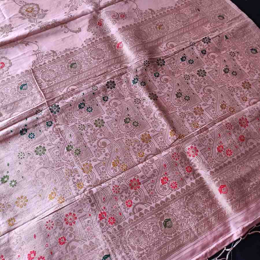 PALE PINK BOX MEENA BANARASI VISCOSE SAREE