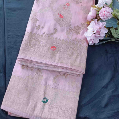 PALE PINK BOX MEENA BANARASI VISCOSE SAREE