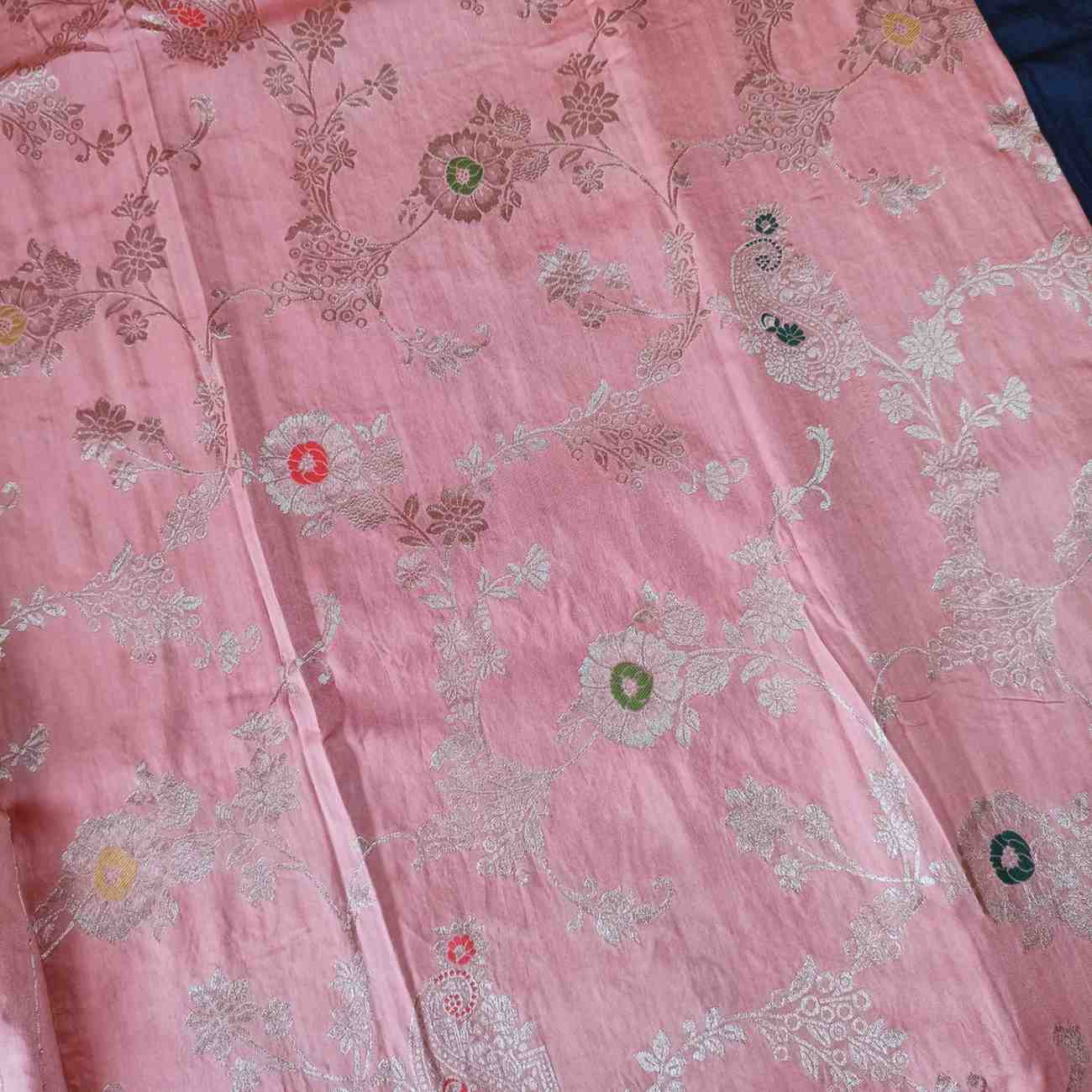 LIGHT CARROT ORANGE MANGO BOX MEENA BANARASI VISCOSE SAREE