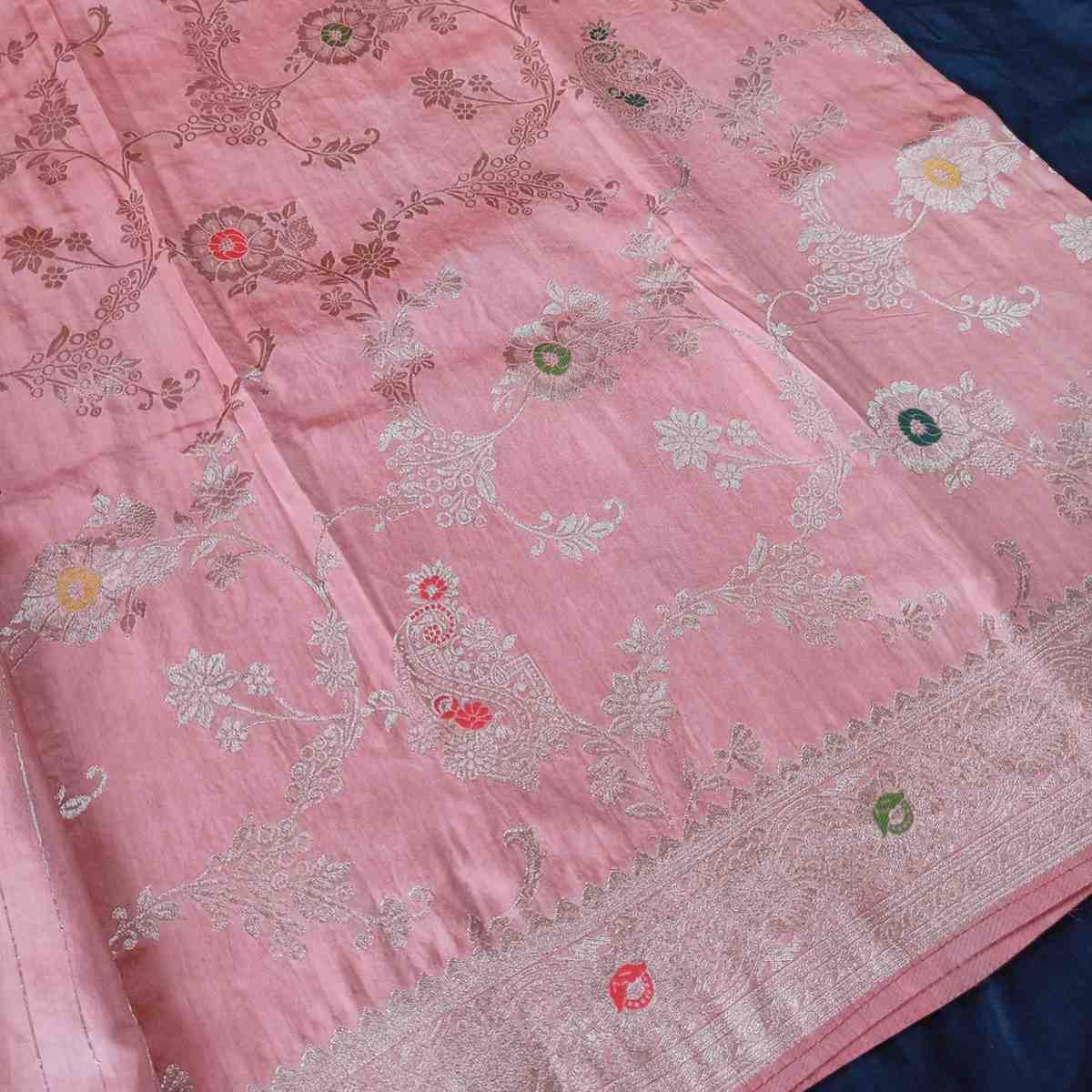 LIGHT CARROT ORANGE MANGO BOX MEENA BANARASI VISCOSE SAREE