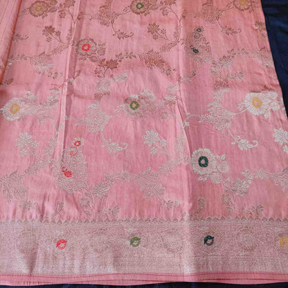 LIGHT CARROT ORANGE MANGO BOX MEENA BANARASI VISCOSE SAREE