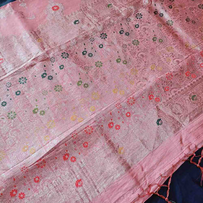 LIGHT CARROT ORANGE MANGO BOX MEENA BANARASI VISCOSE SAREE