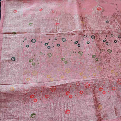 LIGHT CARROT ORANGE MANGO BOX MEENA BANARASI VISCOSE SAREE