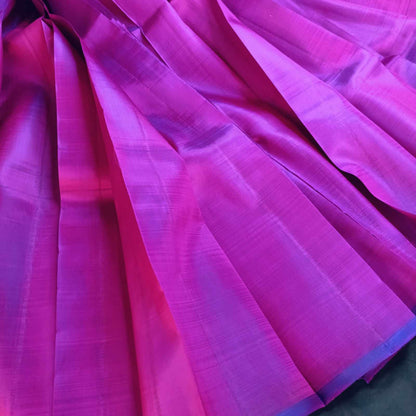 Purple Thirubhuvanam pure silk saree no zari border, lightweight