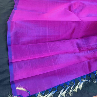 Pure Handloom Purple Thirubhuvanam Silk Saree - Purple