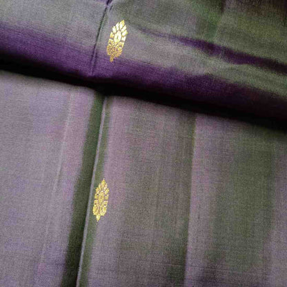 Pure Handloom Navy Blue Kanjivaram Silk Saree - Vanki Butta