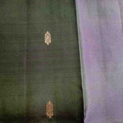 Pure Handloom Navy Blue Kanjivaram Silk Saree - Vanki Butta