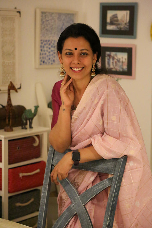 PINK BANARASI LINEN TISSUE SILK SAREE