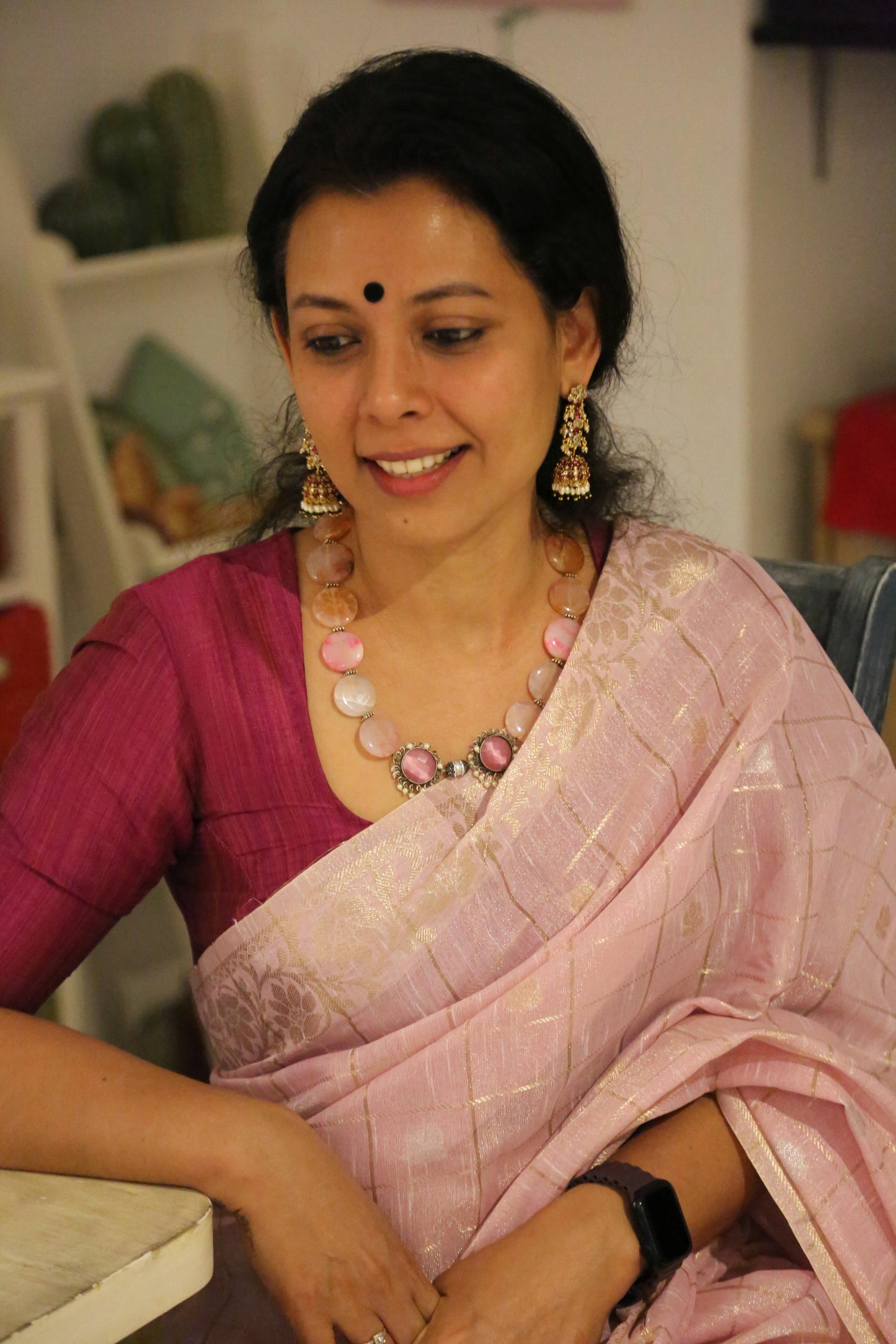 PINK BANARASI LINEN TISSUE SILK SAREE