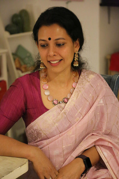 PINK BANARASI LINEN TISSUE SILK SAREE