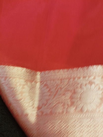 RED PLAIN BANARASI ORGANZA SAREE